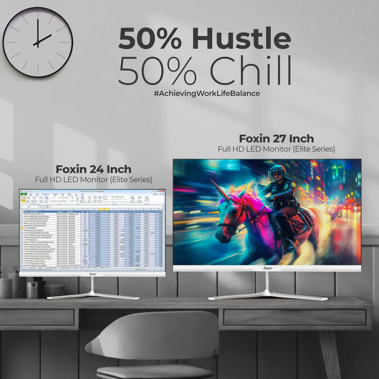 Foxin LED Monitor 22" FHD IPS 100Hz with HDMI | VGA (Elite) view 6